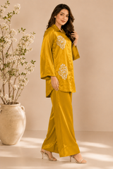 Embroidered Shirt & Farshi Shalwar Co-ord Set – Mustard