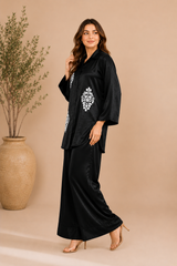 Embroidered Shirt & Farshi Shalwar Co-ord Set – Black