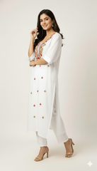 Stylish Embroidered Straight Kurti Set