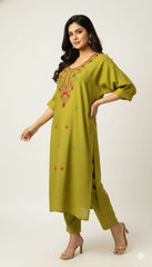 Stylish Embroidered Straight Kurti Set
