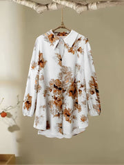 2-Piece Floral Print Shirt and Wide-Leg Cord Set