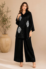 Embroidered Shirt & Farshi Shalwar Co-ord Set – Black