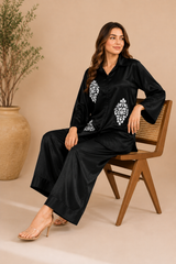 Embroidered Shirt & Farshi Shalwar Co-ord Set – Black