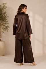 Embroidered Shirt & Farshi Shalwar Co-ord Set – Brown