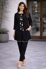 Rivayat Meher Tassel Detail Co-Ord Set [Black]