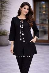 Rivayat Meher Tassel Detail Co-Ord Set [Black]