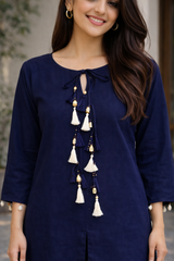 Rivayat Meher Tassel Detail Co-Ord Set [Navy Blue]