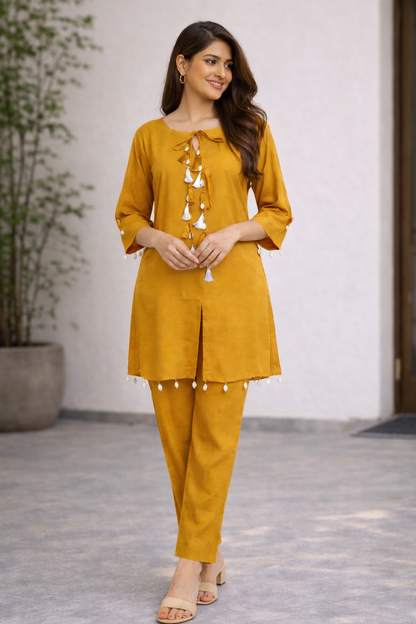 Mustard Elegant Look Cord-Set