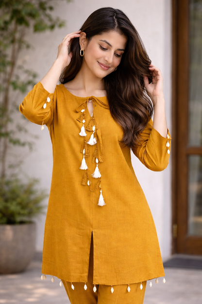 Mustard Elegant Look Cord-Set