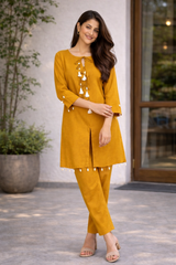 Rivayat Meher Tassel Detail Co-Ord Set [Mustard]