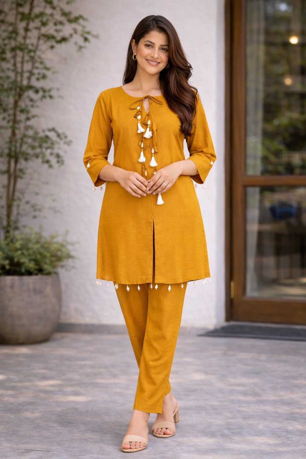 Mustard Elegant Look Cord-Set
