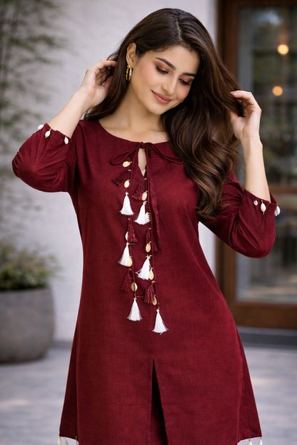 Maroon Elegant Look Cord-Set