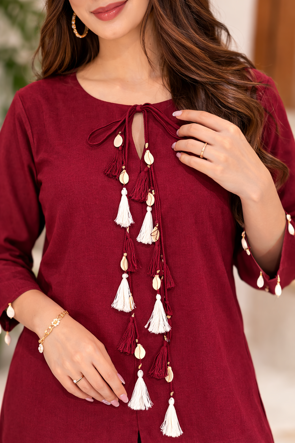 Maroon Elegant Look Cord-Set
