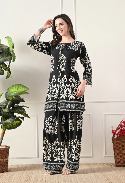 Rivayat Emerald Afsana Black Pure Cotton Printed Co-ord Set