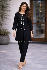 Rivayat Meher Tassel Detail Co-Ord Set [Black]