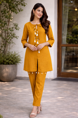 Rivayat Meher Tassel Detail Co-Ord Set [Mustard]