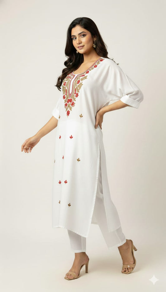 Stylish Embroidered Straight Kurti Set